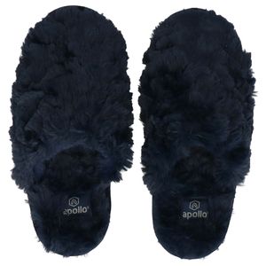 Dames instap slippers/pantoffels donker blauw maat 41-42