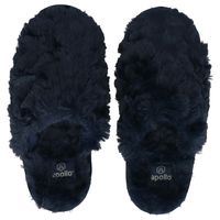 Dames instap slippers/pantoffels donker blauw maat 41-42 - thumbnail