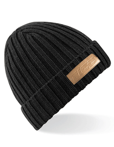 BLACK RIBBED BEANIE Zwart One size