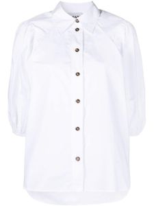 GANNI chemise en coton biologique à manches bouffantes - Blanc