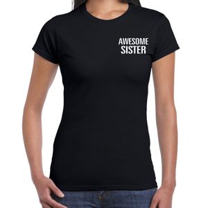 Awesome sister / geweldige zus cadeau t-shirt zwart op borst voor dames 2XL  -