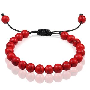 Verstelbare kralen armband Memphis Rood Natuursteen 8mm