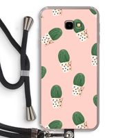 Cactusprint roze: Samsung Galaxy J4 Plus Transparant Hoesje met koord