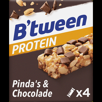B&apos;tween Protein Pinda&apos;s & Chocolade 4 x 24g bij Jumbo