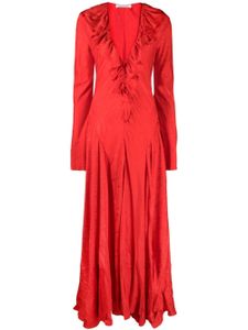 Philosophy Di Lorenzo Serafini robe longue volantée à col v - Rouge