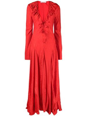 Philosophy Di Lorenzo Serafini robe longue volantée à col v - Rouge