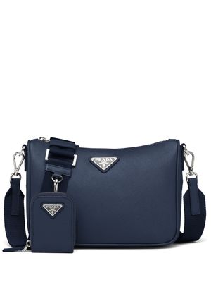 Prada sac porté épaule à plaque logo - Bleu