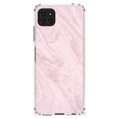 Samsung Galaxy A22 5G Anti-Shock Hoesje Marble Pink - Origineel Cadeau Vriendin Samsung Galaxy A22 5G Anti-Shock Hoesje Marble Pink - Origineel Cadeau Vriendin