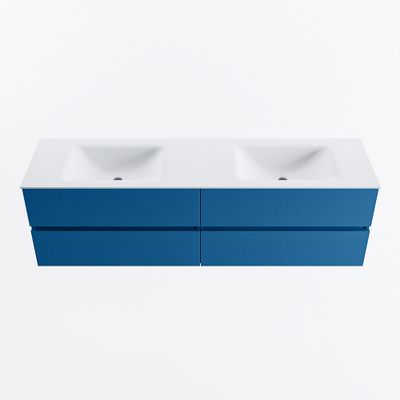 MONDIAZ VICA 170cm badmeubel onderkast Jeans 4 lades. Wastafel CLOUD dubbel 2 kraangaten, kleur Talc.