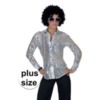 Grote maat zilveren disco verkleed blouse voor dames