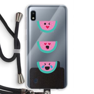 Smiley watermeloen: Samsung Galaxy A10 Transparant Hoesje met koord