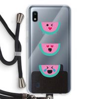 Smiley watermeloen: Samsung Galaxy A10 Transparant Hoesje met koord