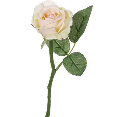 Kunstbloem roos Nina - creme wit - 27 cm - kunststof steel - decoratie bloemen
