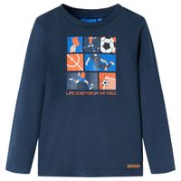 Kindershirt met lange mouwen voetbalprint 116 gemleerd marineblauw