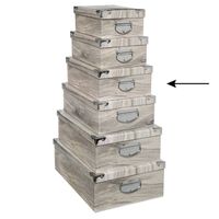 5Five Opbergdoos/box - Houtprint licht - L36 x B24.5 x H12.5 cm - Stevig karton - Treebox - Opbergbox