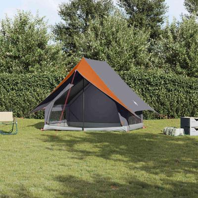 Tenten met dak Grijs en oranje 220 x 233 x 184 cm Polyester