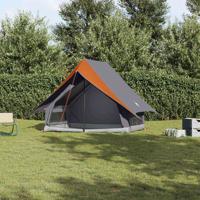 Tenten met dak Grijs en oranje 220 x 233 x 184 cm Polyester