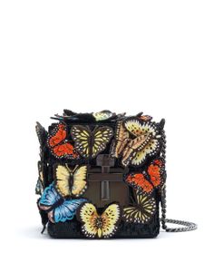 Oscar de la Renta minaudière à appliqué papillon - Noir