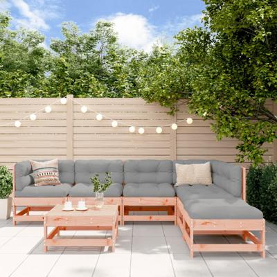 7-delige Loungeset met kussens massief douglashout