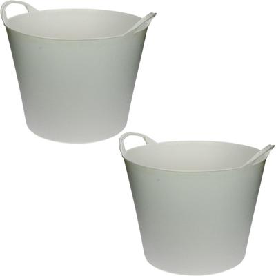 Flexibele emmer/wasmand/kuip - 2x - wit - 42 liter - Opbergmanden - Wasmanden