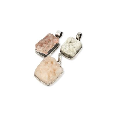 Zilveren hanger Apofyliet - roze / wit