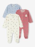Set van 3 babyslaappakjes voor pasgeboren in fluweel / velours nachtblauw