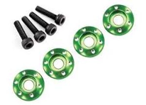 Wheel nut washer, machined aluminium, green / 3x12mm CS (4) (TRX-7668G)