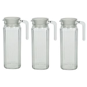 3x Luminarc Quadro glazen koelkast kan met dop 1,1 L