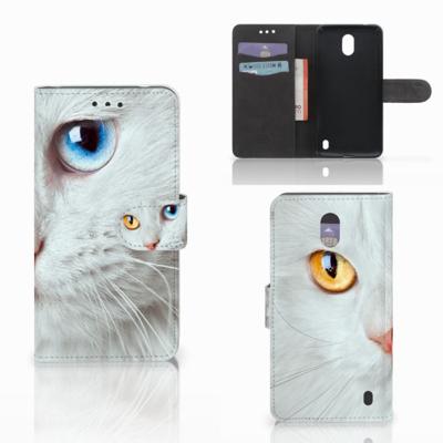 Nokia 2 | Telefoonhoesje | Met pasjeshouder | Witte Kat