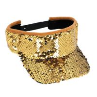 Verkleed zonneklep/sunvisor - voor volwassenen - Glitter goud - Carnaval/festival Verkleed zonneklep/sunvisor - voor volwassenen - Glitter goud - Carnaval/festival