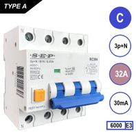 RCM4 Aardlekautomaat 3 polig+nul C32 30mA 6kA SEP