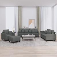 4-delige Loungeset met kussens stof donkergrijs