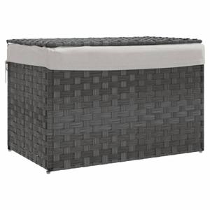 vidaXL Wasmand met deksel 55,5x35x34 cm poly rattan grijs