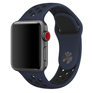 Sportbandje - Maat: M/L - Blauw + Zwart - Geschikt voor Apple Watch 38mm / 40mm / 41mm - thumbnail