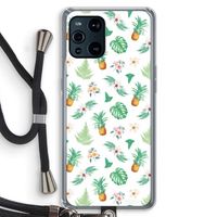 Ananas bladeren: Oppo Find X3 Transparant Hoesje met koord