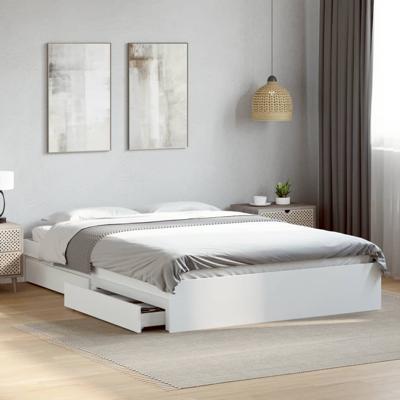 Bedframe met lades bewerkt hout wit 150x200 cm