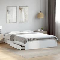 Bedframe met lades bewerkt hout wit 150x200 cm