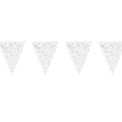 Vlaggenlijn communie - 2x stuks - wit - 10 meter - plastic - 1e communie - feestartikelen