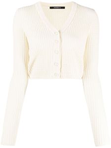 SHANG XIA cardigan nervuré à col v - Blanc