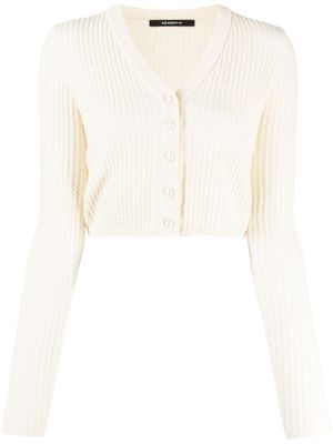 SHANG XIA cardigan nervuré à col v - Blanc