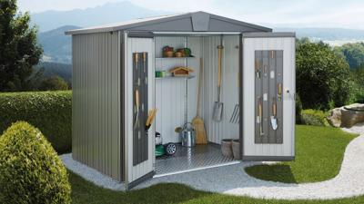 Biohort Europa 4 metalen tuinhuis 244x228x203 cm- Zadeldak- Metaal- Biohort Biohort Europa 4 metalen tuinhuis 244x228x203 cm- Zadeldak- Metaal- Biohort