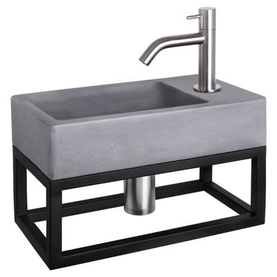 Differnz Force fonteinset beton donkergrijs - kraan gebogen - met handdoekrek - 40 x 22 x 9 cm - mat chroom