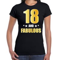 18 and fabulous verjaardag cadeau t-shirt / shirt goud 18 jaar zwart voor dames