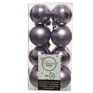 16x Lila paarse kleine kerstballen 4 cm kunststof mat/glans