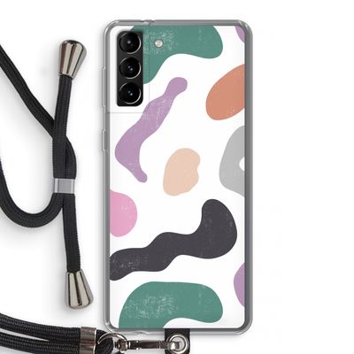 Memphis Shapes: Samsung Galaxy S21 Plus Transparant Hoesje met koord