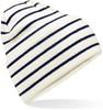 Beechfield CB39R Original Deep Cuffed Striped Beanie - Soft White/French Navy - One Size