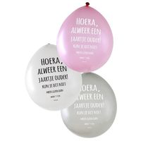 Verjaardag ballonnen metallic hoera alweer een jaartje ouder 6 stuks   -