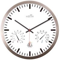 NeXtime ne-90513wi wandklok + weerstation 25cm wit rc aluminium
