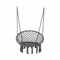 Hangstoel voor binnen en buiten belastbaar tot 100 kg - Macramé hangstoel met franjes - Grijs - thumbnail