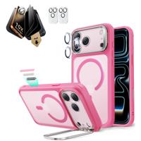iPhone 17 Pro Max Bundle Classic Hybrid Magnetic Case (Stash Stand) and Armorite Pro Privacy Screen Protector - Frosted Pink
